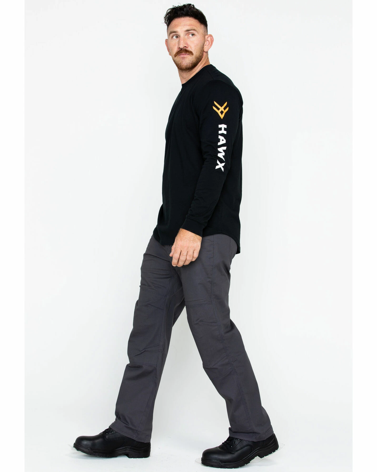 Hawx Men's Logo Crew Long Sleeve Work T-Shirt Dark Orange 8 Hawx Men's Logo Crew Long Sleeve Work T-Shirt Dark Orange - Image 6