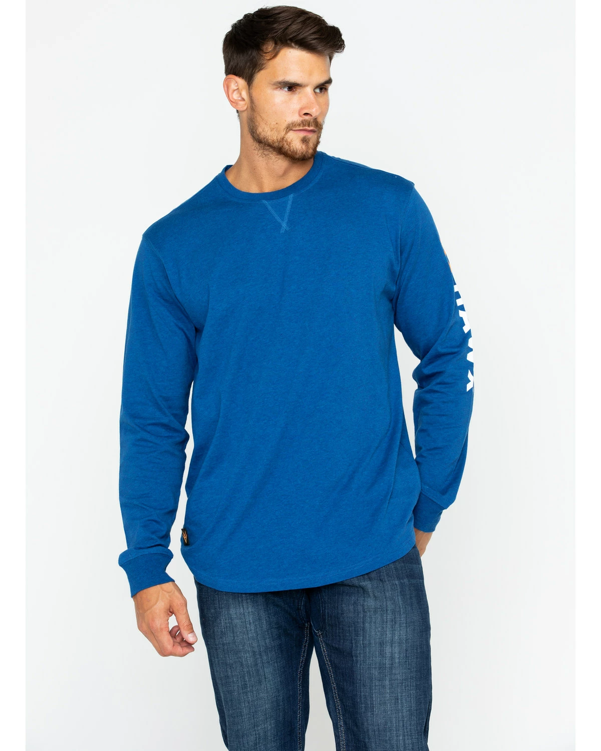 Hawx Men's Logo Crew Long Sleeve Work T-Shirt Dark Orange 10 Hawx Men's Logo Crew Long Sleeve Work T-Shirt Dark Orange - Image 8