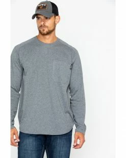 Hawx Men's Solid Pocket Crew Long Sleeve Work T-Shirt  Heather Blue -Hawx Shop 2000242483 070 P1