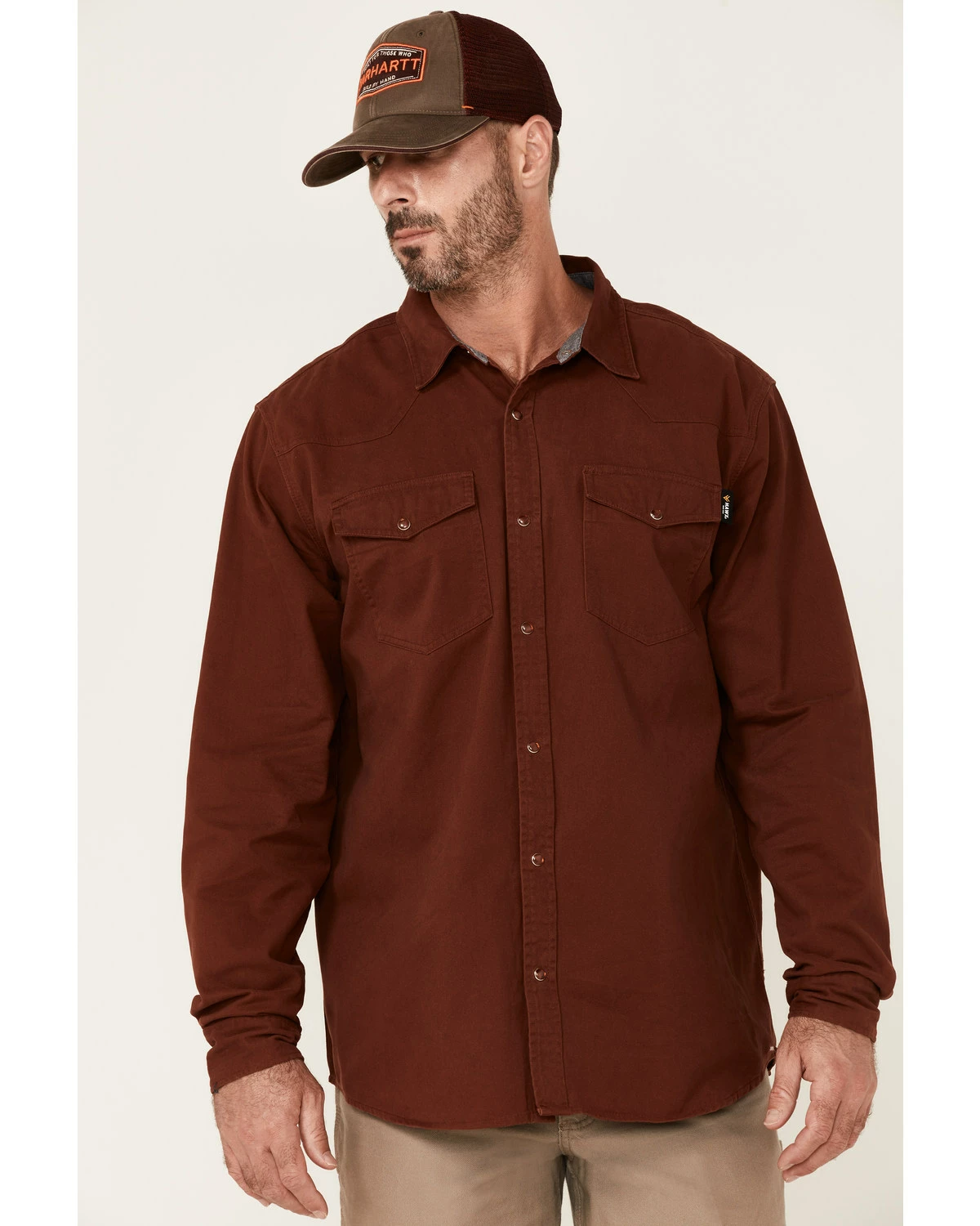 Hawx Men's Solid Twill Snap Long Sleeve Work Shirt Mahogany 10 Hawx Men's Solid Twill Snap Long Sleeve Work Shirt Mahogany - Image 8