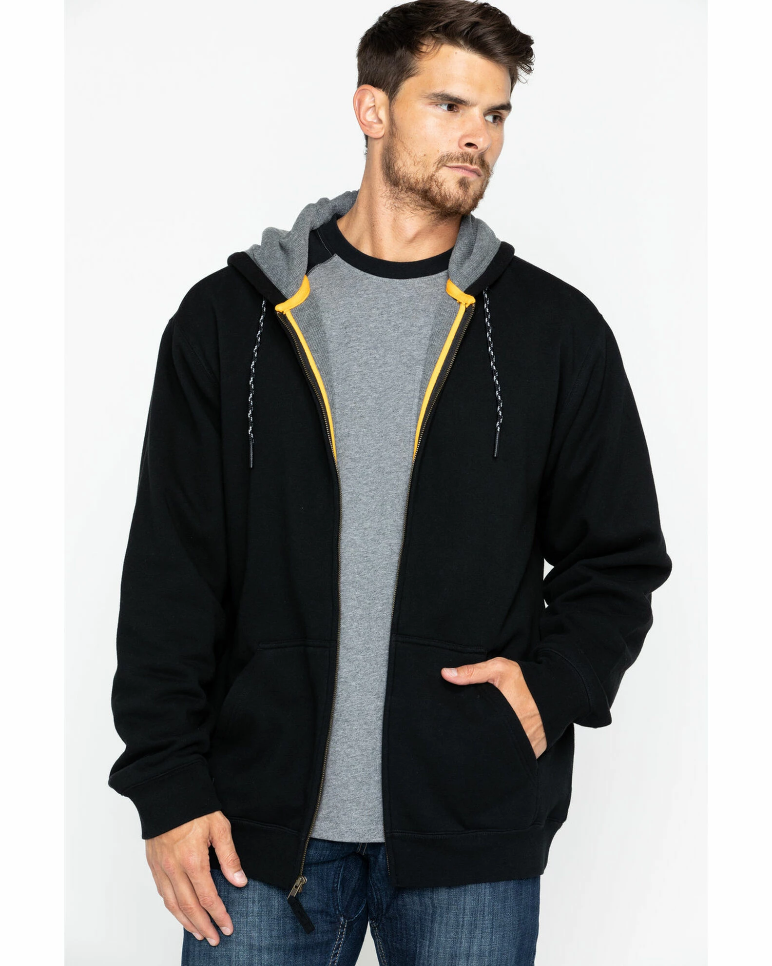 Hawx Men's Black Zip-Front Work Hooded Jacket 2 Hawx Men's Black Zip-Front Work Hooded Jacket