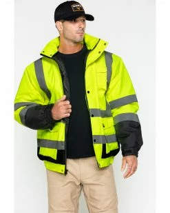 Hawx Men's 3-In-1 Bomber Hi-Vis Reflective Work Jacket  Yellow
