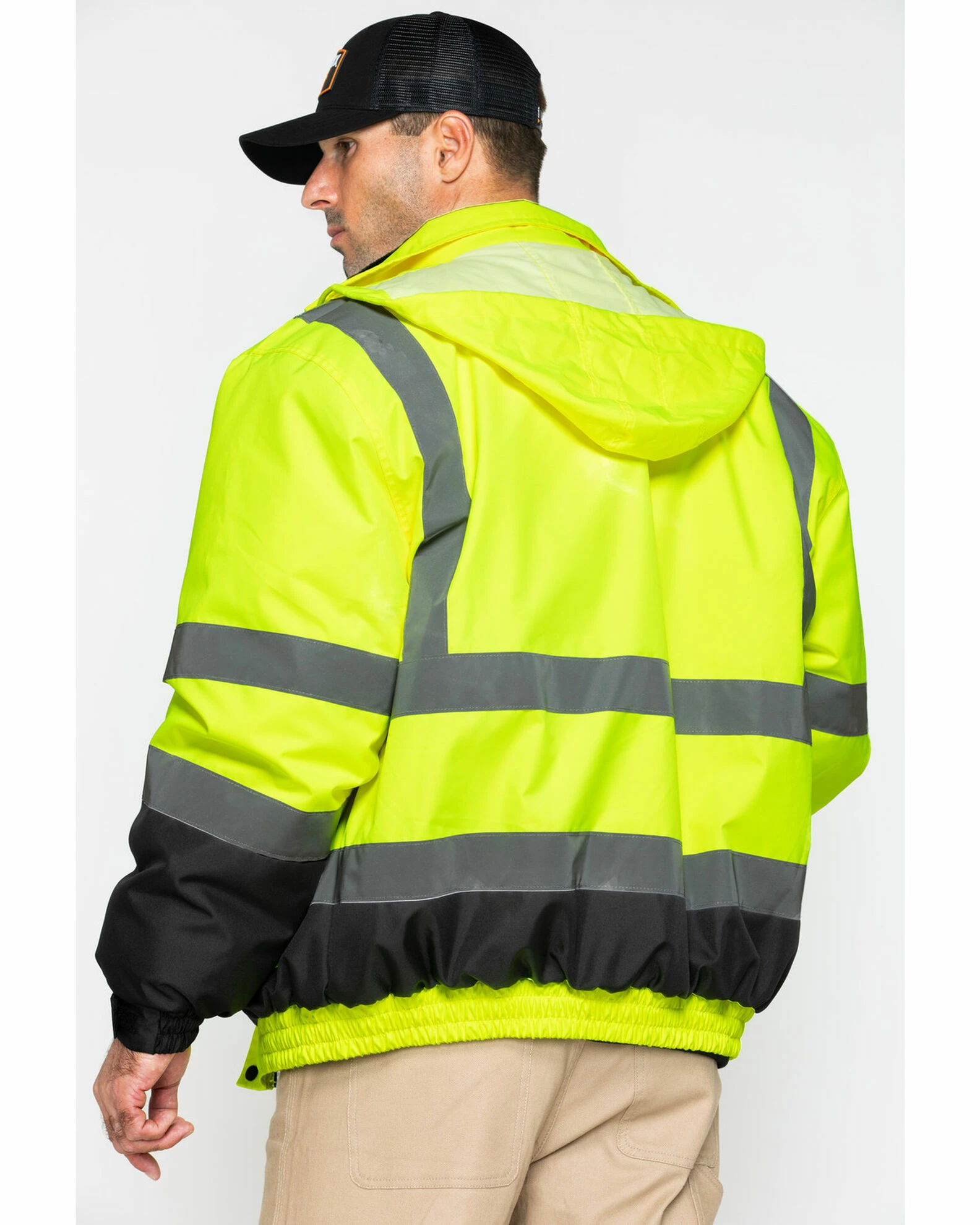Hawx Men's High-Visibility Bomber Work Jacket Yellow 4 Hawx Men's High-Visibility Bomber Work Jacket Yellow - Image 2