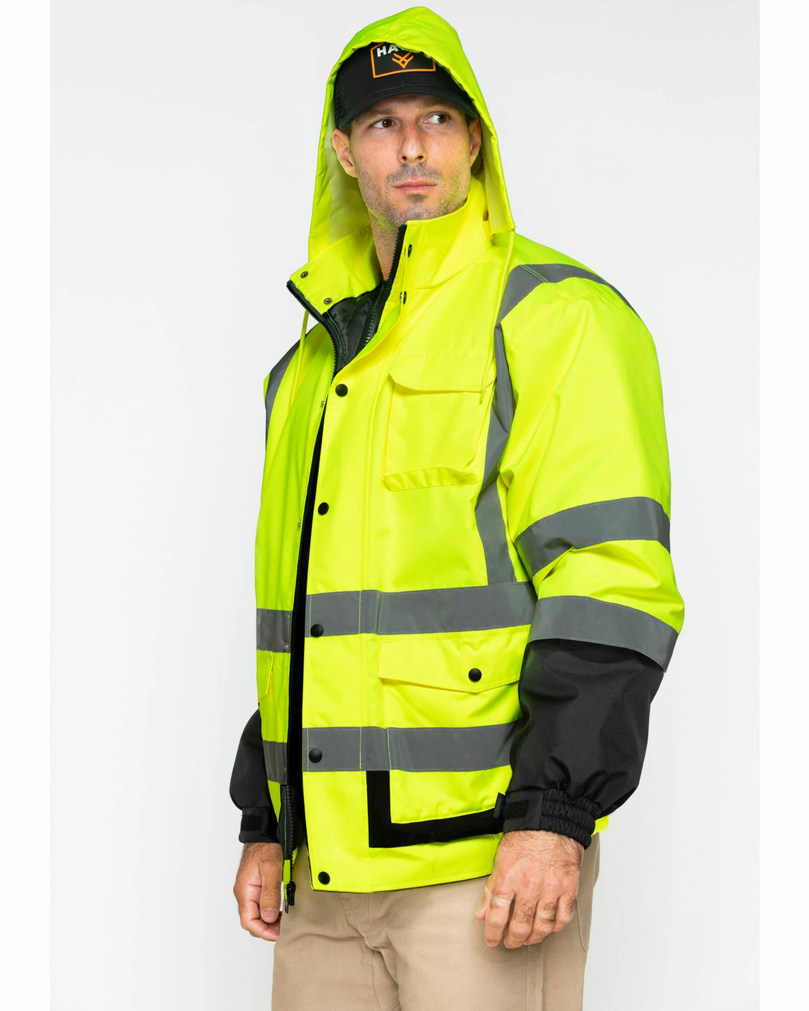 Hawx Men's High-Visibility Bomber Work Jacket Yellow 5 Hawx Men's High-Visibility Bomber Work Jacket Yellow - Image 3