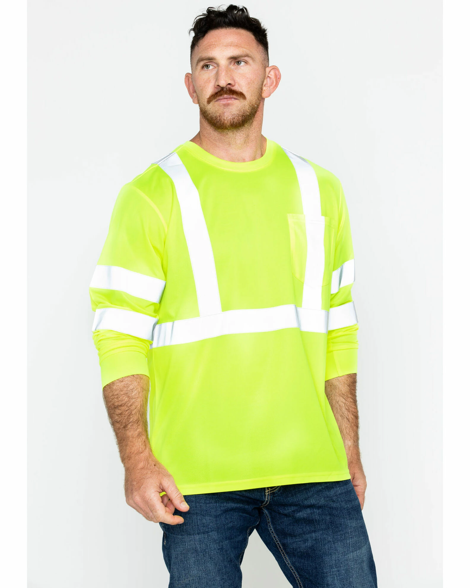 Hawx Men's Reflective Long Sleeve Work Tee Yellow 3 Hawx Men's Reflective Long Sleeve Work Tee Yellow