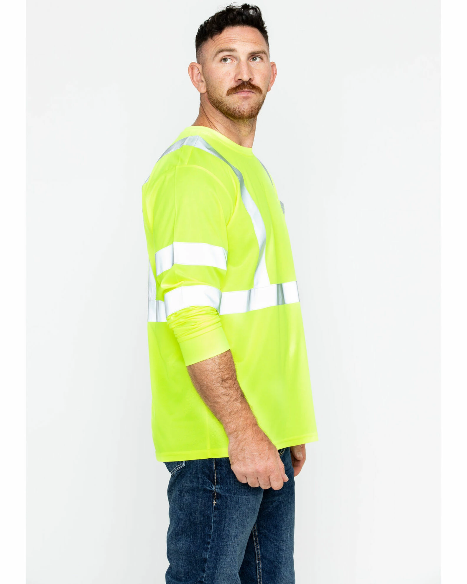 Hawx Men's Hi-Vis Reflective Long Sleeve Work Tee - Big & Tall Yellow 5 Hawx Men's Hi-Vis Reflective Long Sleeve Work Tee - Big & Tall Yellow - Image 3