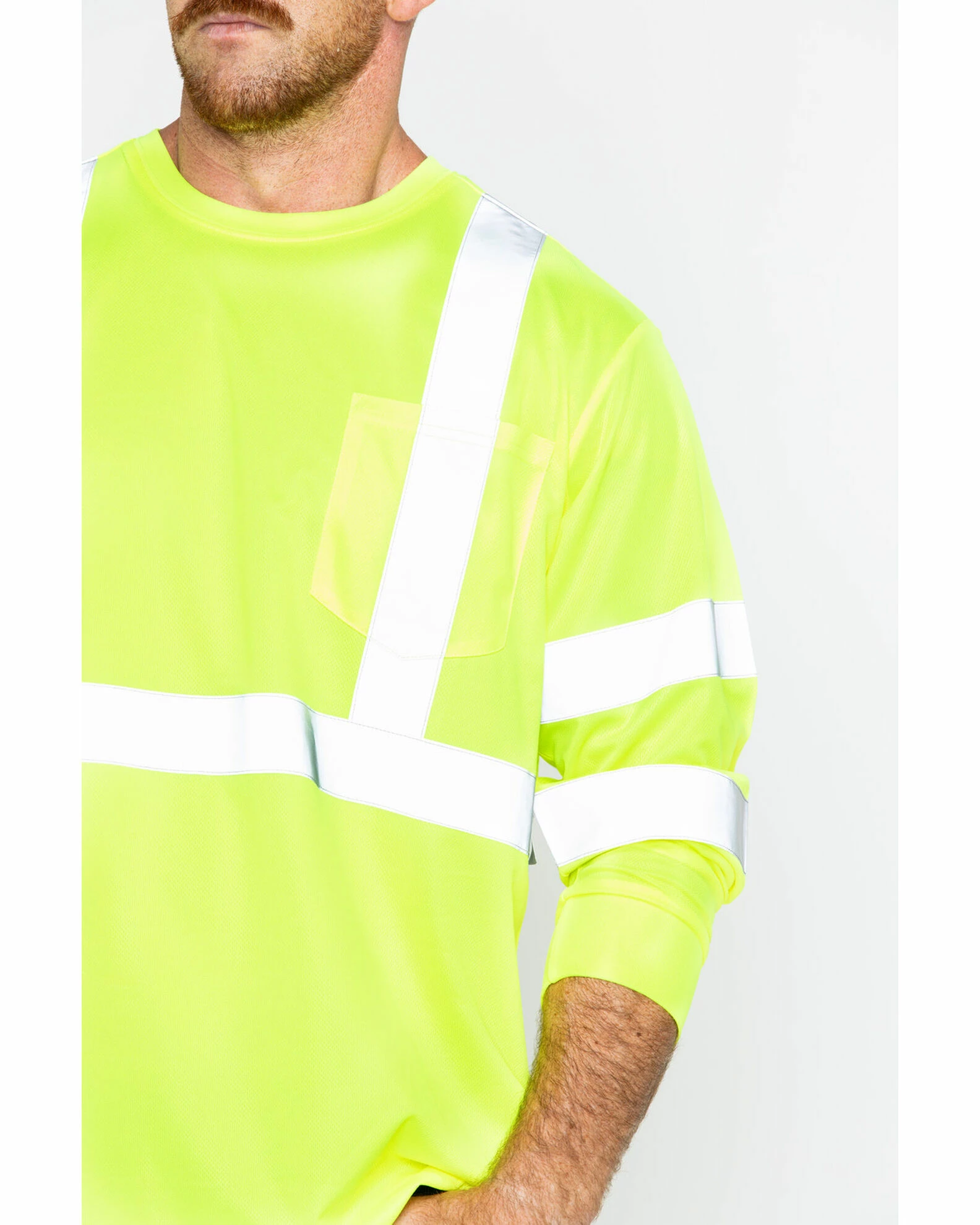 Hawx Men's Hi-Vis Reflective Long Sleeve Work Tee - Big & Tall Yellow 6 Hawx Men's Hi-Vis Reflective Long Sleeve Work Tee - Big & Tall Yellow - Image 4