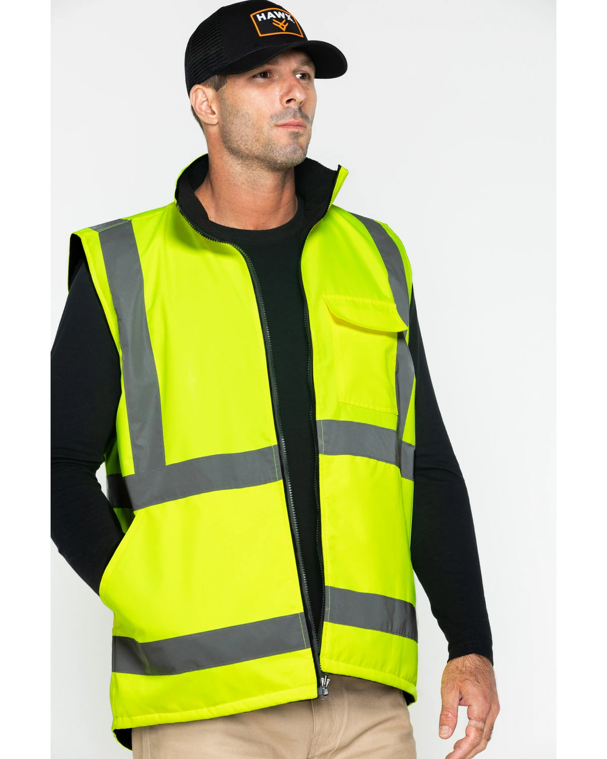 Hawx Men's Reversible Reflective Work Vest Yellow 9 Hawx Men's Reversible Reflective Work Vest Yellow - Image 7