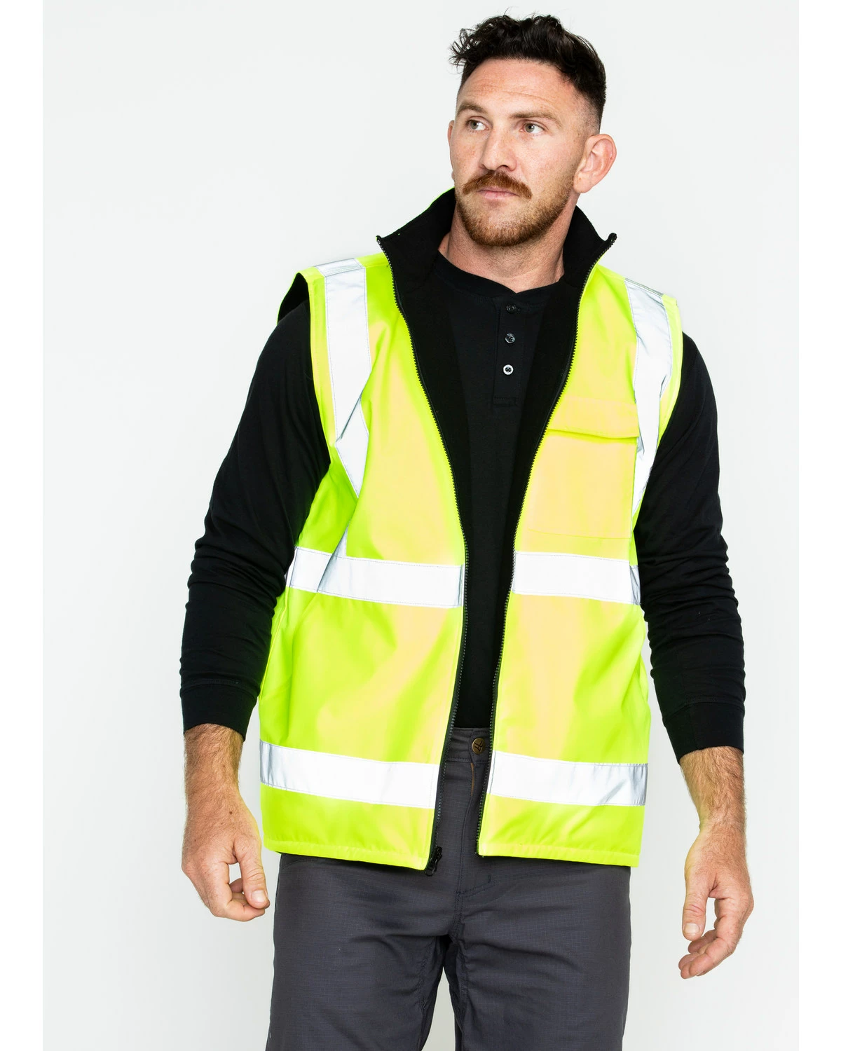 Hawx Men's Reversible Hi-Vis Reflective Work Vest - Big & Tall Yellow 9 Hawx Men's Reversible Hi-Vis Reflective Work Vest - Big & Tall Yellow - Image 7