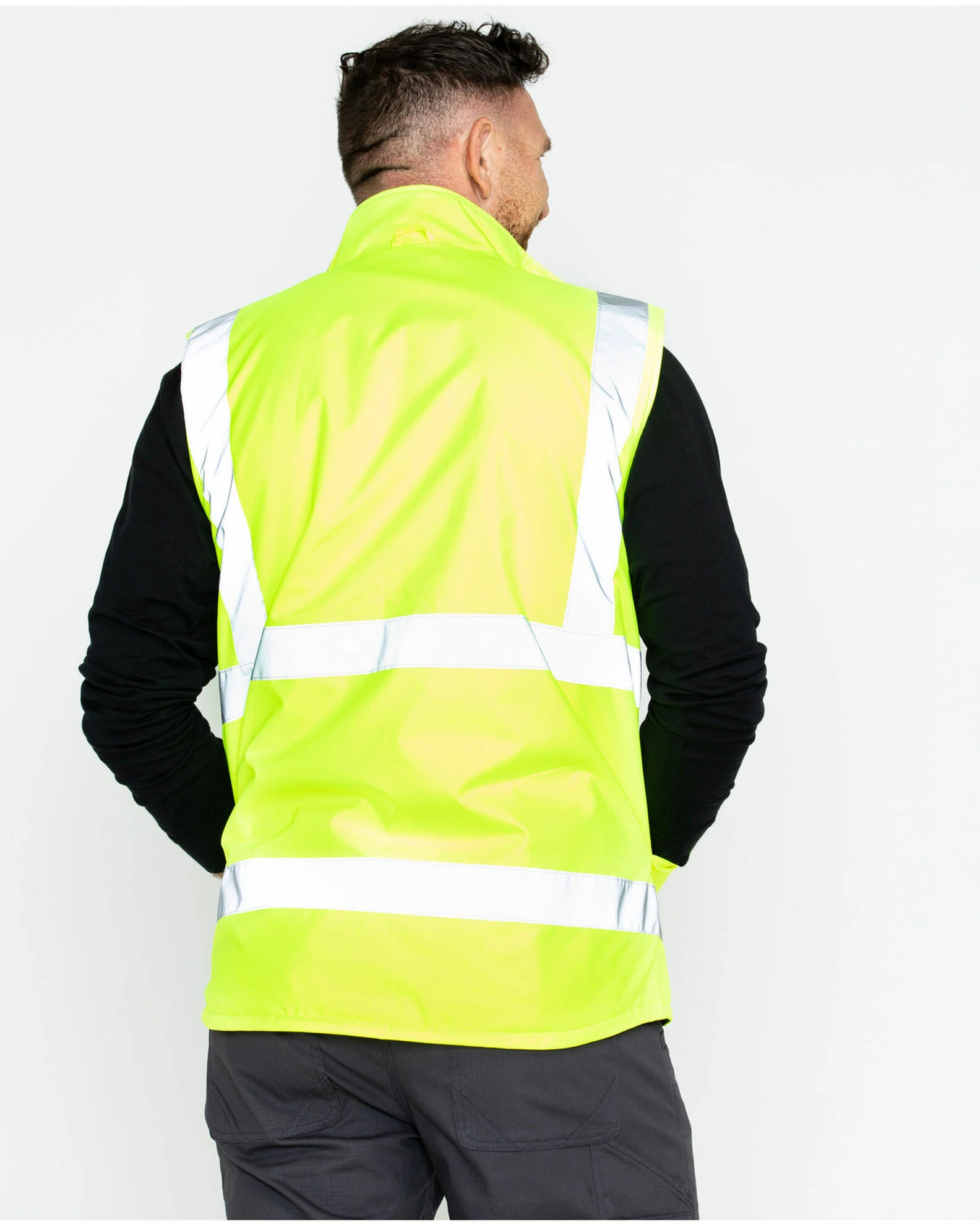 Hawx Men's Reversible Hi-Vis Reflective Work Vest - Big & Tall Yellow 4 Hawx Men's Reversible Hi-Vis Reflective Work Vest - Big & Tall Yellow - Image 2