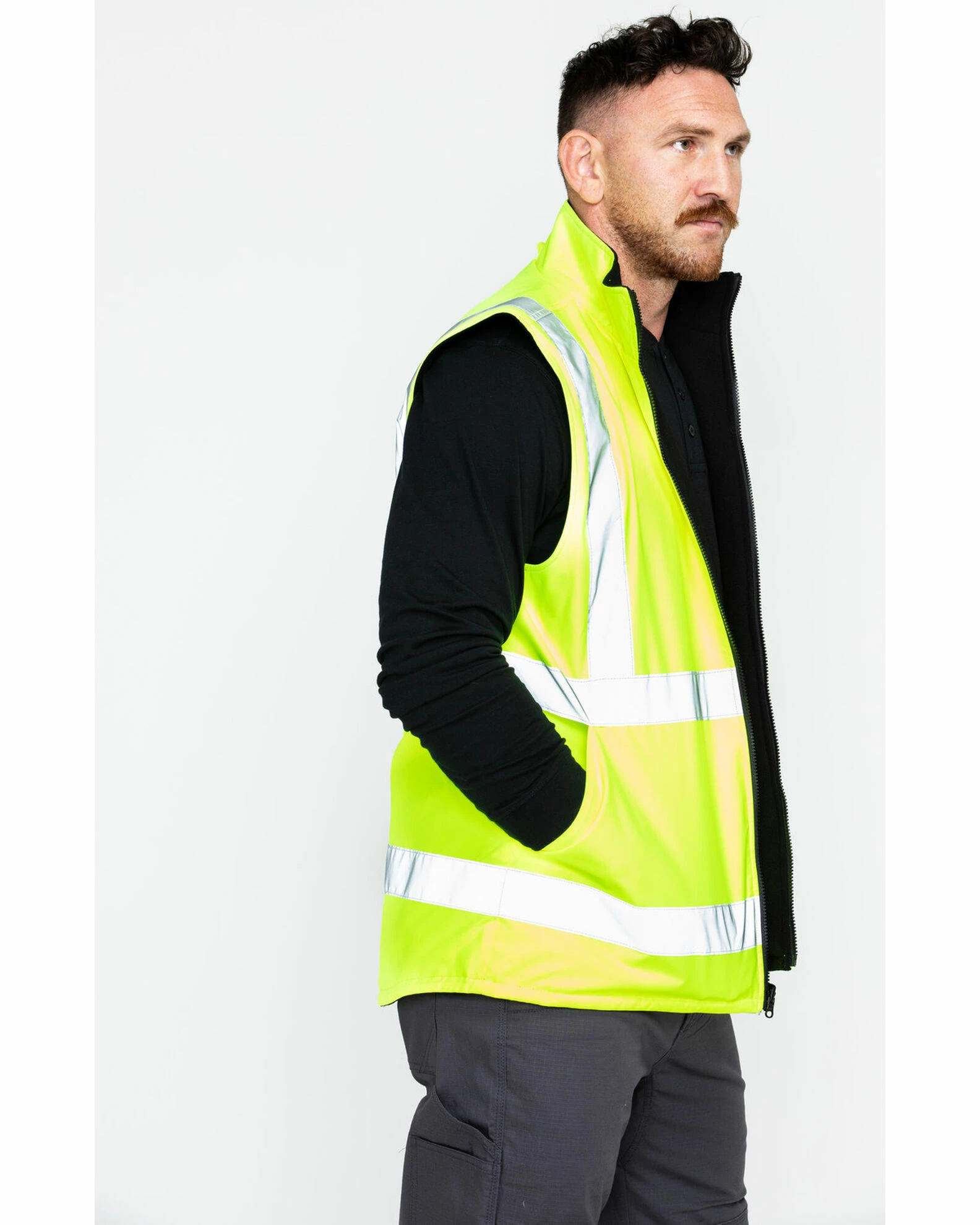 Hawx Men's Reversible Hi-Vis Reflective Work Vest - Big & Tall Yellow 6 Hawx Men's Reversible Hi-Vis Reflective Work Vest - Big & Tall Yellow - Image 4