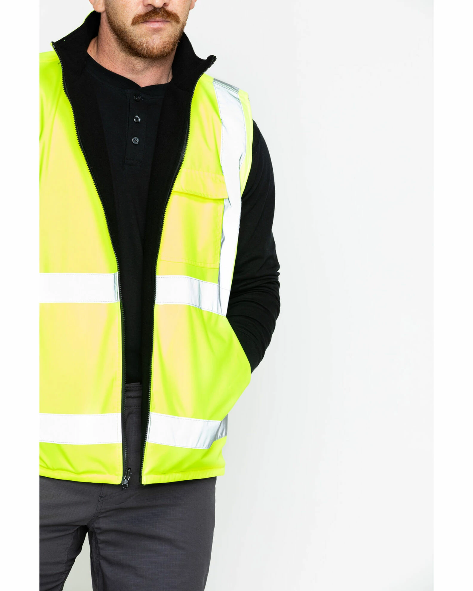 Hawx Men's Reversible Hi-Vis Reflective Work Vest - Big & Tall Yellow 7 Hawx Men's Reversible Hi-Vis Reflective Work Vest - Big & Tall Yellow - Image 5