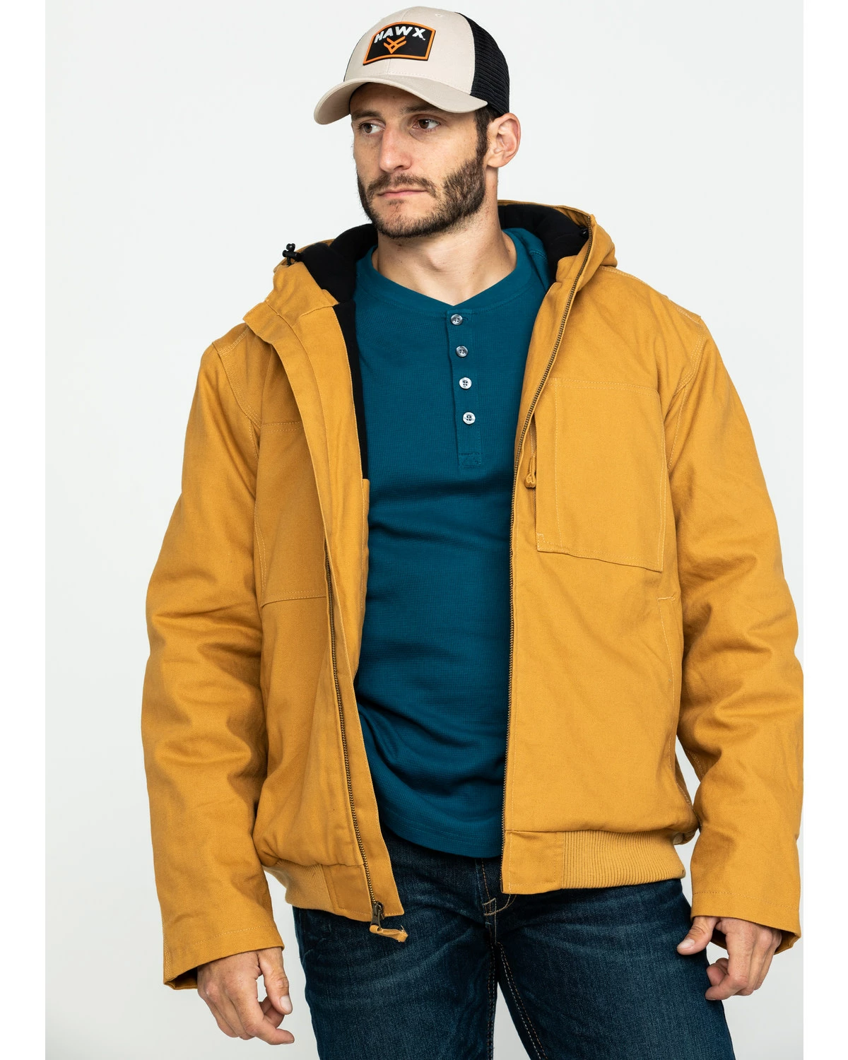 Hawx Men's Brown Canvas Quilted Bi-Swing Hooded Zip Front Work Jacket 9 Hawx Men's Brown Canvas Quilted Bi-Swing Hooded Zip Front Work Jacket - Image 7