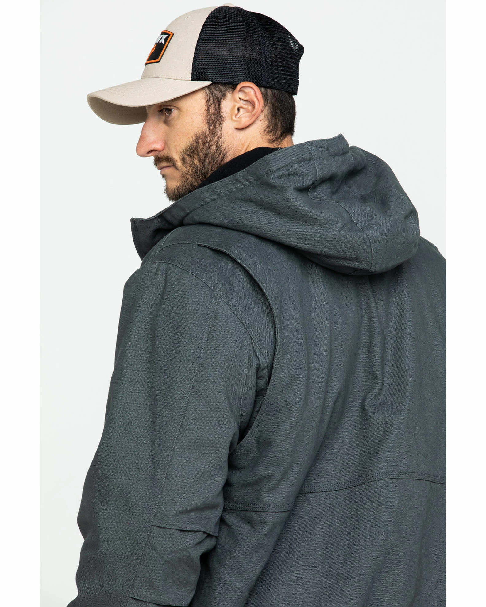 Hawx Men's Shadow Grey Canvas Quilted Bi-Swing Hooded Zip Front Jacket - Tall Dark Grey 7 Hawx Men's Shadow Grey Canvas Quilted Bi-Swing Hooded Zip Front Jacket - Tall Dark Grey - Image 5