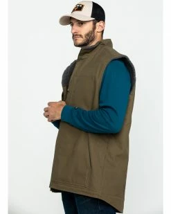 Hawx Men's Olive Canvas Sherpa Lined Work Vest - Tall  -Hawx Shop 2000283413 341 P3