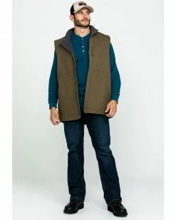 Hawx Men's Olive Canvas Sherpa Lined Work Vest - Tall  -Hawx Shop 2000283413 341 P6