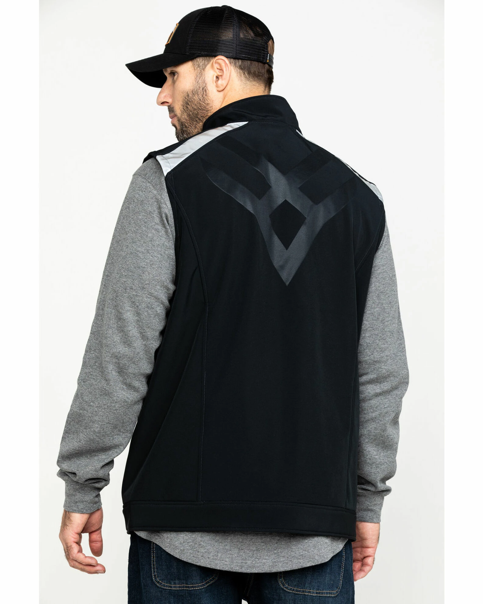 Hawx Men's Black Reflective Softshell Moto Work Vest - Tall 4 Hawx Men's Black Reflective Softshell Moto Work Vest - Tall - Image 2