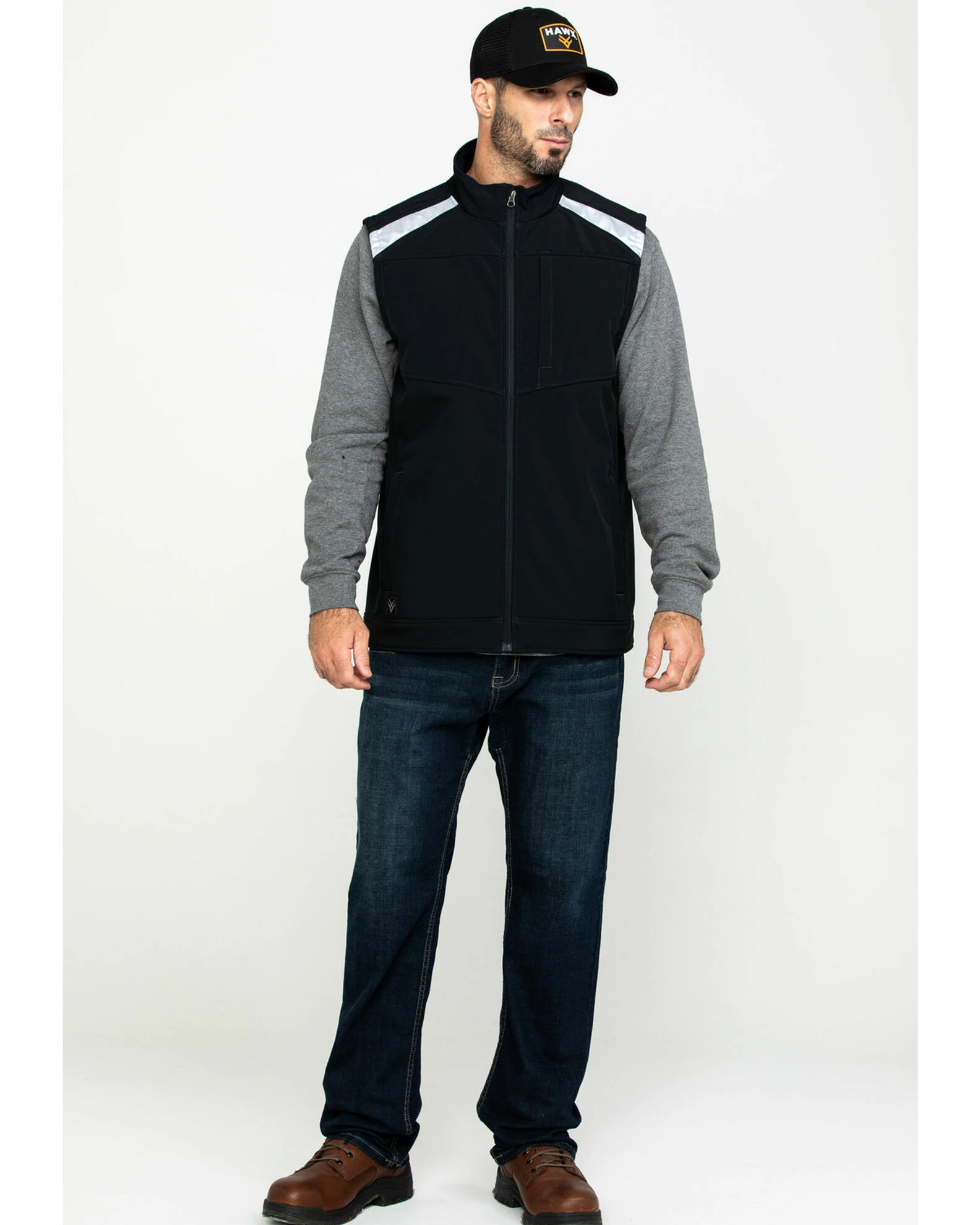 Hawx Men's Black Reflective Softshell Moto Work Vest - Tall 8 Hawx Men's Black Reflective Softshell Moto Work Vest - Tall - Image 6