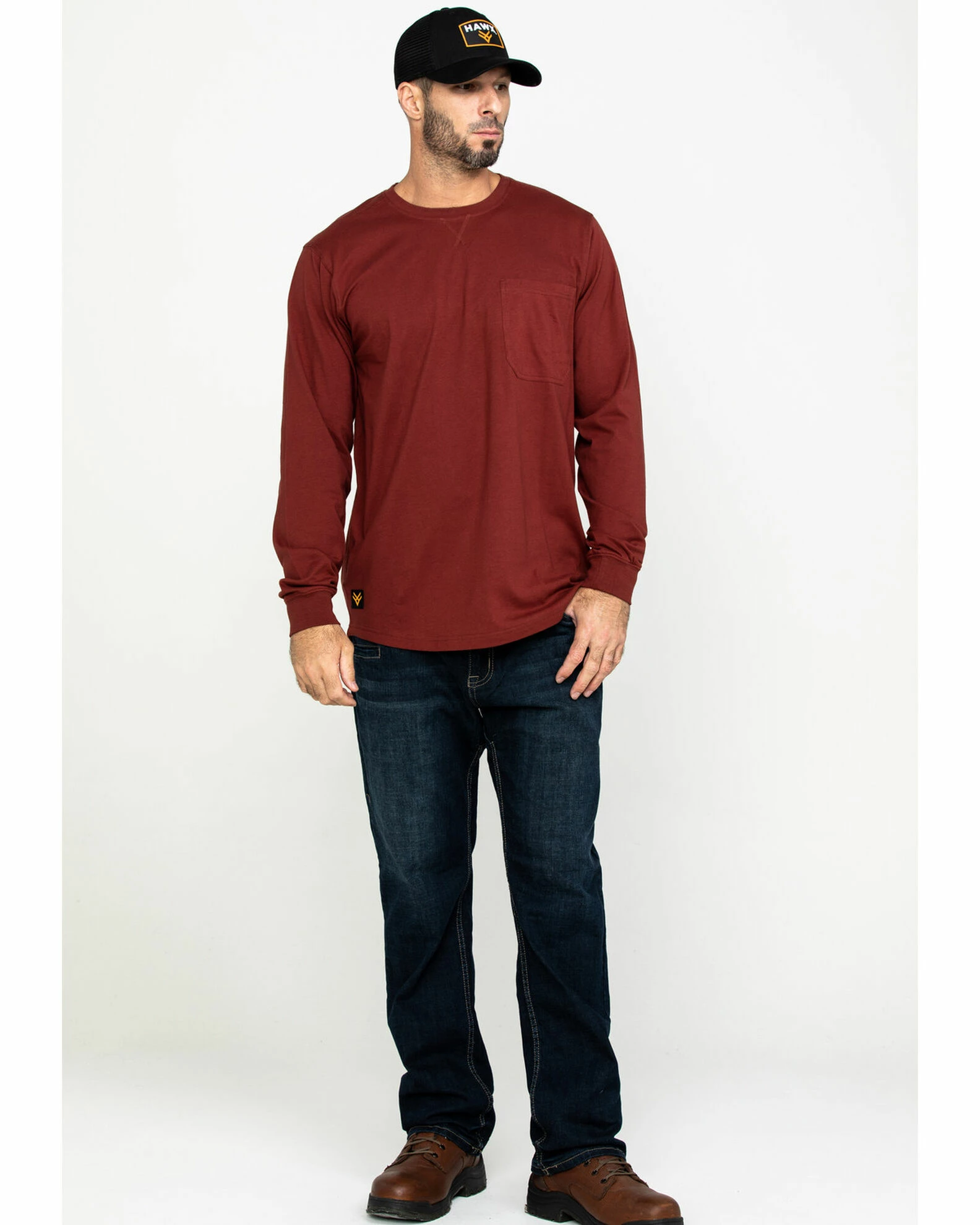 Hawx Men's Red Pocket Long Sleeve Work T-Shirt - Tall 8 Hawx Men's Red Pocket Long Sleeve Work T-Shirt - Tall - Image 6