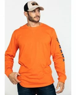 Hawx Men's Orange Logo Long Sleeve Work T-Shirt - Tall 