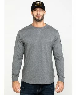 Hawx Men's Grey Logo Long Sleeve Work T-Shirt Heather Grey