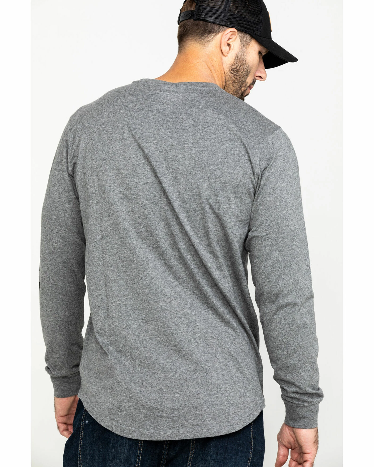 Hawx Men's Grey Logo Long Sleeve Work T-Shirt Heather Grey 4 Hawx Men's Grey Logo Long Sleeve Work T-Shirt Heather Grey - Image 2