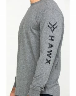 Hawx Men's Grey Logo Sleeve Long Sleeve Work T-Shirt - Tall  Heather Grey -Hawx Shop 2000283439 070 P4