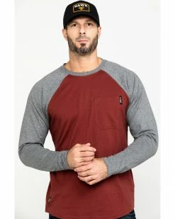 Hawx Men's Red Baseball Raglan Crew Long Sleeve Work Shirt Charcoal -Hawx Shop 2000283440 022 P1 1