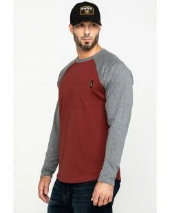 Hawx Men's Red Baseball Raglan Crew Long Sleeve Work Shirt - Tall  Charcoal -Hawx Shop 2000283442 022 P3