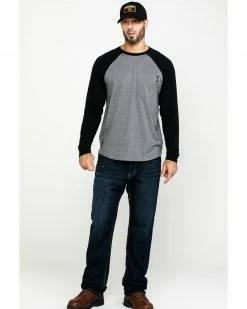 Hawx Men's Black Baseball Raglan Crew Long Sleeve Work Shirt -Hawx Shop 2000283443 001 P5