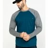 Hawx Men's Charcoal Baseball Raglan Crew Long Sleeve Work Shirt -Hawx Shop 2000283446 022 P1