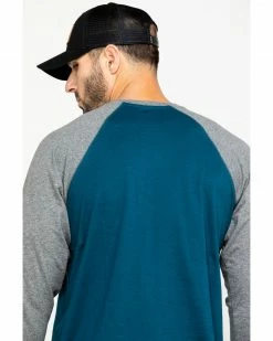 Hawx Men's Charcoal Baseball Raglan Crew Long Sleeve Work Shirt - Tall  -Hawx Shop 2000283448 022 P5