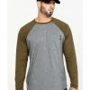 Hawx Men's Olive Baseball Raglan Crew Long Sleeve Work Shirt -Hawx Shop 2000283449 341 P1