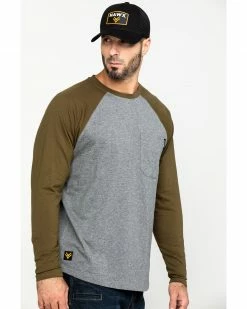 Hawx Men's Olive Baseball Raglan Crew Long Sleeve Work Shirt -Hawx Shop 2000283449 341 P3