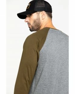 Hawx Men's Olive Baseball Raglan Crew Long Sleeve Work Shirt -Hawx Shop 2000283449 341 P5