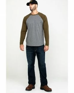 Hawx Men's Olive Baseball Raglan Crew Long Sleeve Work Shirt -Hawx Shop 2000283449 341 P6