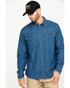 Hawx Men's Stonewashed Denim Snap Long Sleeve Work Shirt Blue 15 Hawx Men's Stonewashed Denim Snap Long Sleeve Work Shirt Blue -Hawx Shop 2000283459 400 P1 1