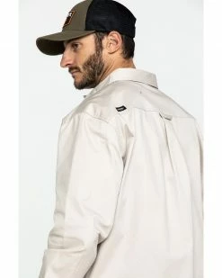 Hawx Men's Khaki Stretch Twill Long Sleeve Work Shirt  Beige/khaki -Hawx Shop 2000283467 250 P5