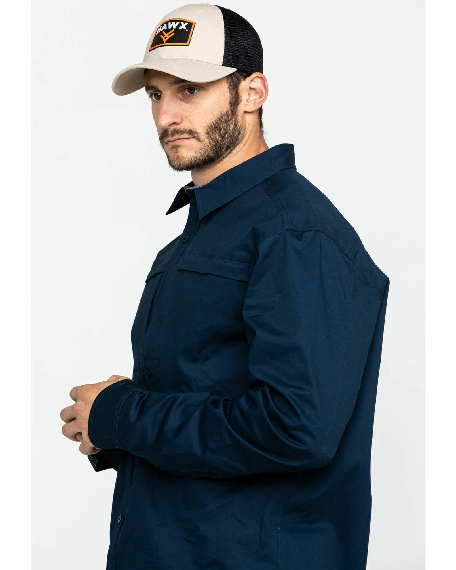 Hawx Men's Navy Stretch Twill Long Sleeve Work Shirt 5 Hawx Men's Navy Stretch Twill Long Sleeve Work Shirt - Image 3