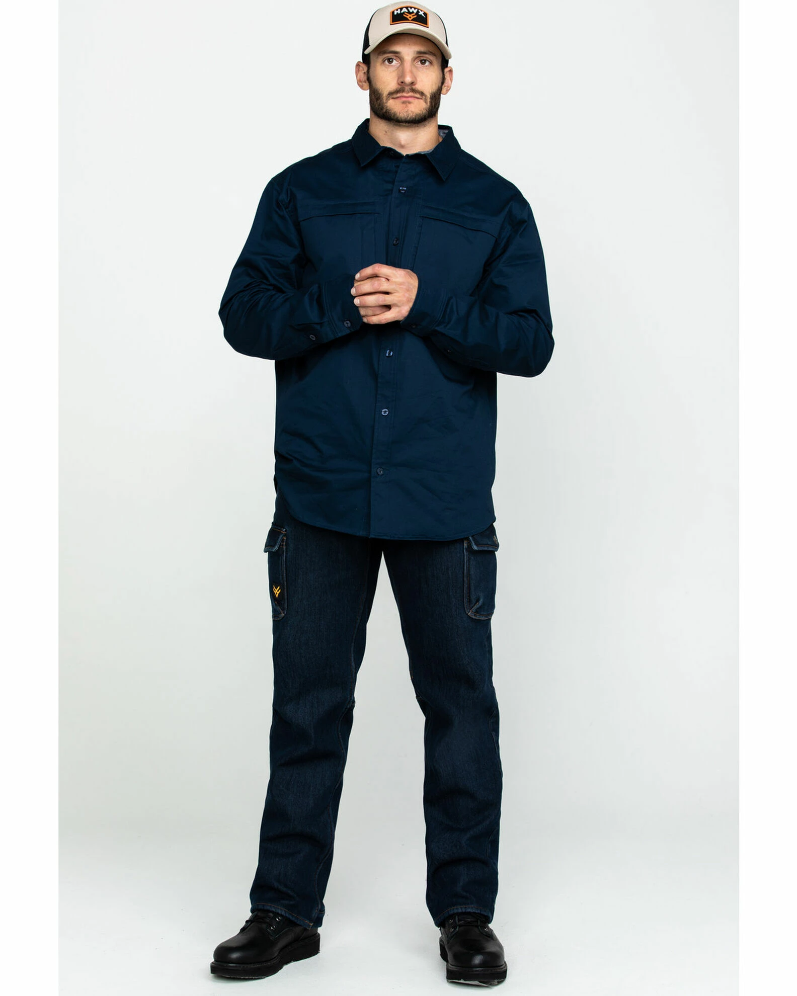 Hawx Men's Navy Stretch Twill Long Sleeve Work Shirt 8 Hawx Men's Navy Stretch Twill Long Sleeve Work Shirt - Image 6
