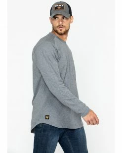 Hawx Men's Heather Grey Logo Crew Long Sleeve Work T-Shirt - Big  -Hawx Shop 2000284087 070 P3