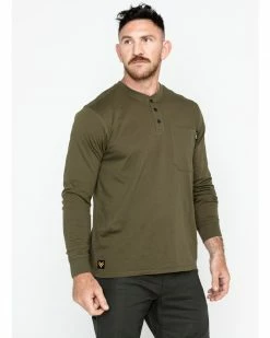 Hawx Men's Olive Pocket Henley Work Shirt - Big  -Hawx Shop 2000284090 341 P3