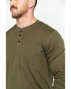Hawx Men's Olive Pocket Henley Work Shirt - Big  -Hawx Shop 2000284090 341 P4