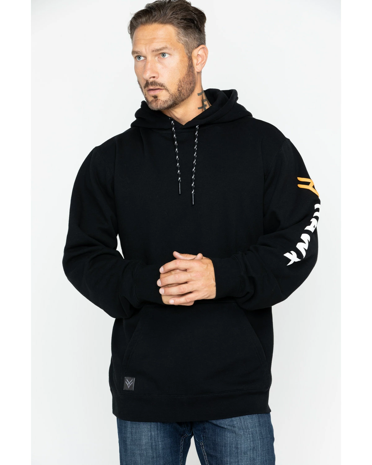 Hawx Men's Black Logo Sleeve Hooded Work Sweatshirt - Tall 9 Hawx Men's Black Logo Sleeve Hooded Work Sweatshirt - Tall - Image 7