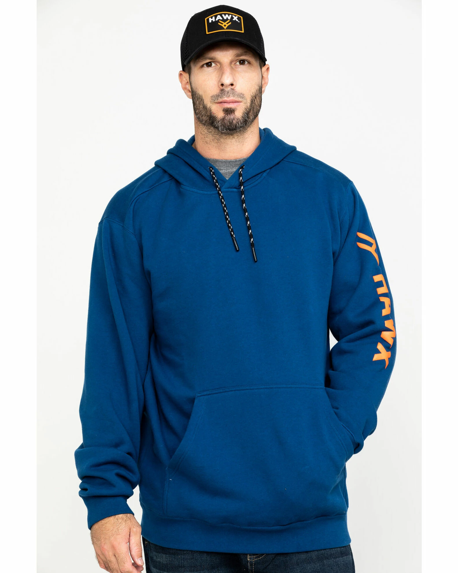 Hawx® Men's Logo Sleeve Performance Fleece Hooded Work Sweatshirt - Big & Tall Blue 3 Hawx® Men's Logo Sleeve Performance Fleece Hooded Work Sweatshirt - Big & Tall Blue
