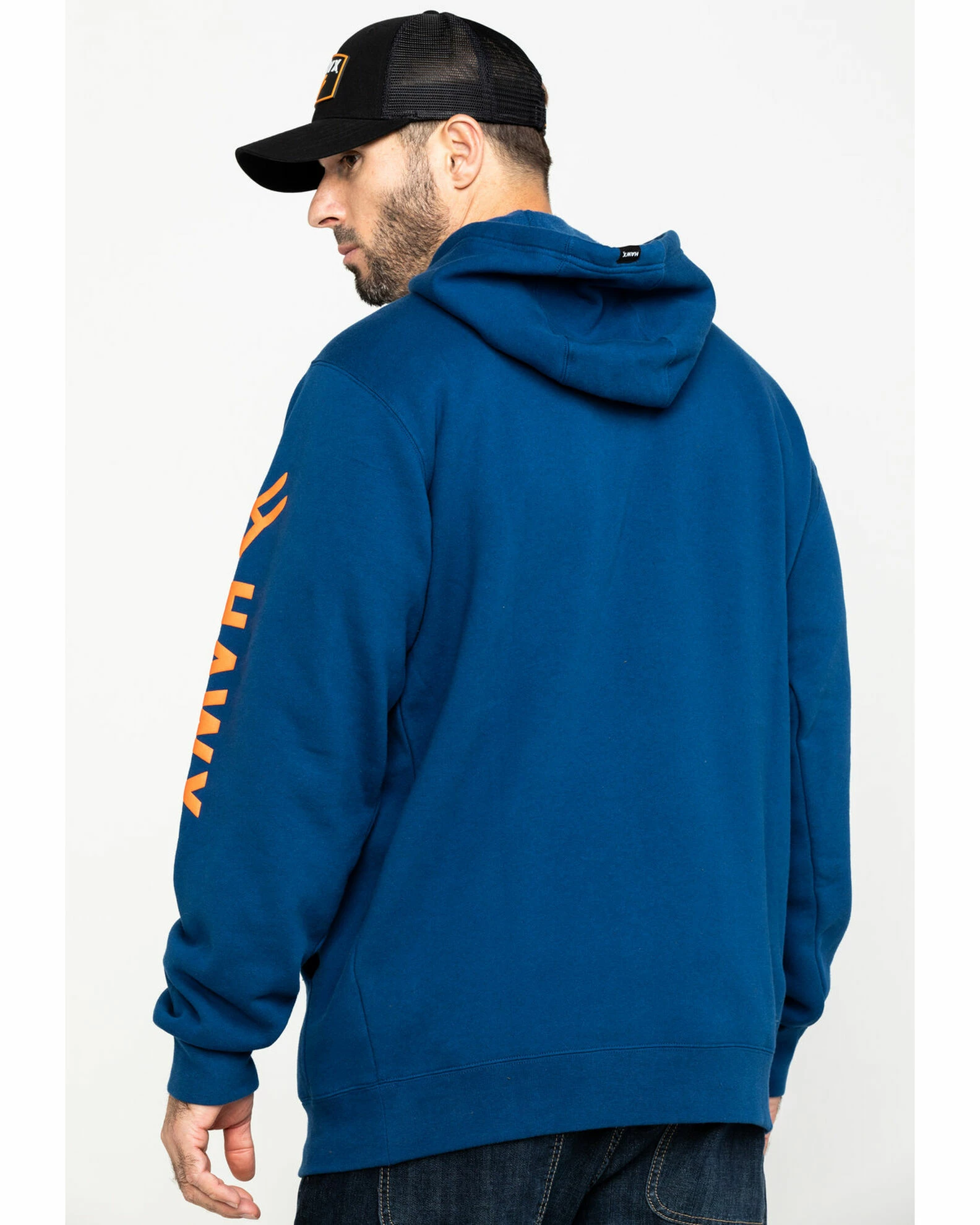 Hawx® Men's Logo Sleeve Performance Fleece Hooded Work Sweatshirt - Big & Tall Blue 4 Hawx® Men's Logo Sleeve Performance Fleece Hooded Work Sweatshirt - Big & Tall Blue - Image 2