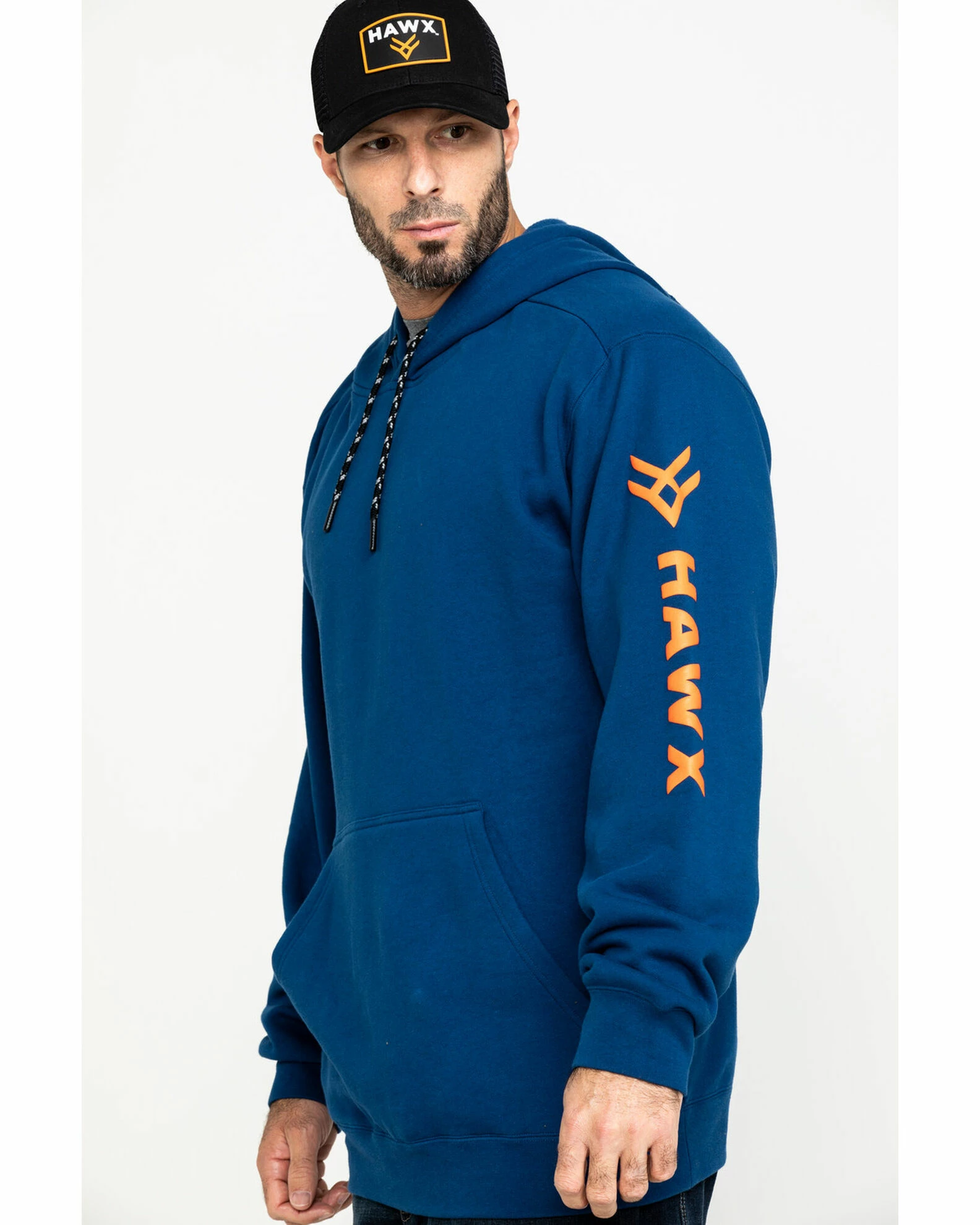 Hawx® Men's Logo Sleeve Performance Fleece Hooded Work Sweatshirt - Big & Tall Blue 5 Hawx® Men's Logo Sleeve Performance Fleece Hooded Work Sweatshirt - Big & Tall Blue - Image 3