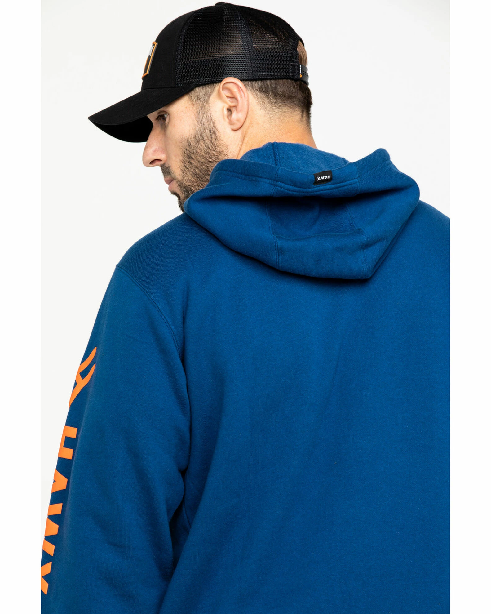Hawx® Men's Logo Sleeve Performance Fleece Hooded Work Sweatshirt - Big & Tall Blue 7 Hawx® Men's Logo Sleeve Performance Fleece Hooded Work Sweatshirt - Big & Tall Blue - Image 5