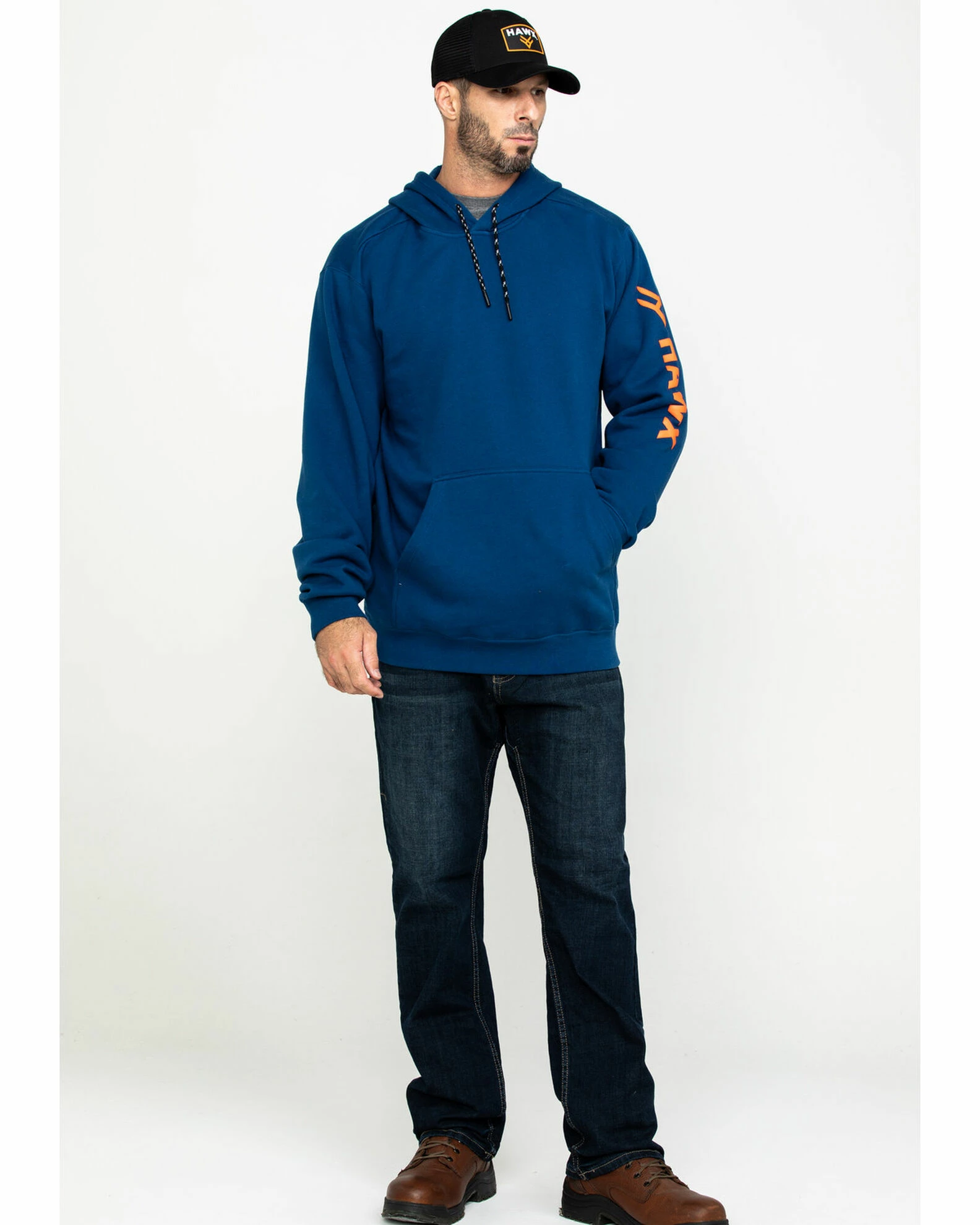 Hawx® Men's Logo Sleeve Performance Fleece Hooded Work Sweatshirt - Big & Tall Blue 8 Hawx® Men's Logo Sleeve Performance Fleece Hooded Work Sweatshirt - Big & Tall Blue - Image 6
