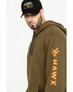 Hawx Men's Olive Logo Sleeve Performance Fleece Hooded Work Sweatshirt 12 Hawx Men's Olive Logo Sleeve Performance Fleece Hooded Work Sweatshirt -Hawx Shop 2000284119 341 P4